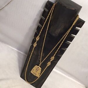 DOUBLE STRANDS LONG NECKLACE PENDANT